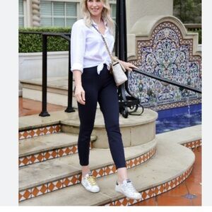 SPANX The Perfect pants true navy tapered leg size Large pull on